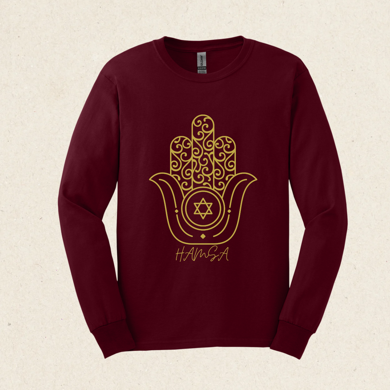 Golden Hamsa -  Ultra Cotton Long Sleeve Tee - Israel Collection - The Gifted Jew