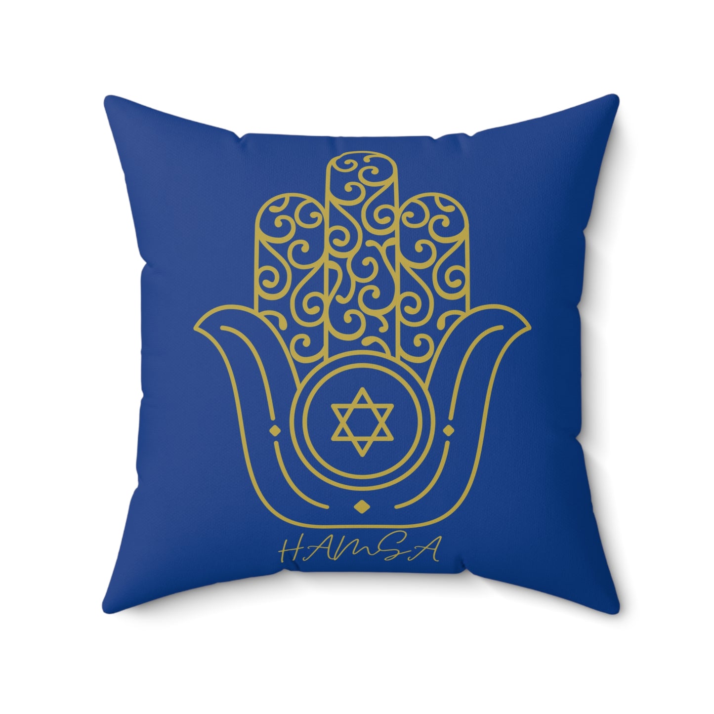 Golden Hamsa - Spun Polyester Square Pillow - Israel Collection - The Gifted Jew