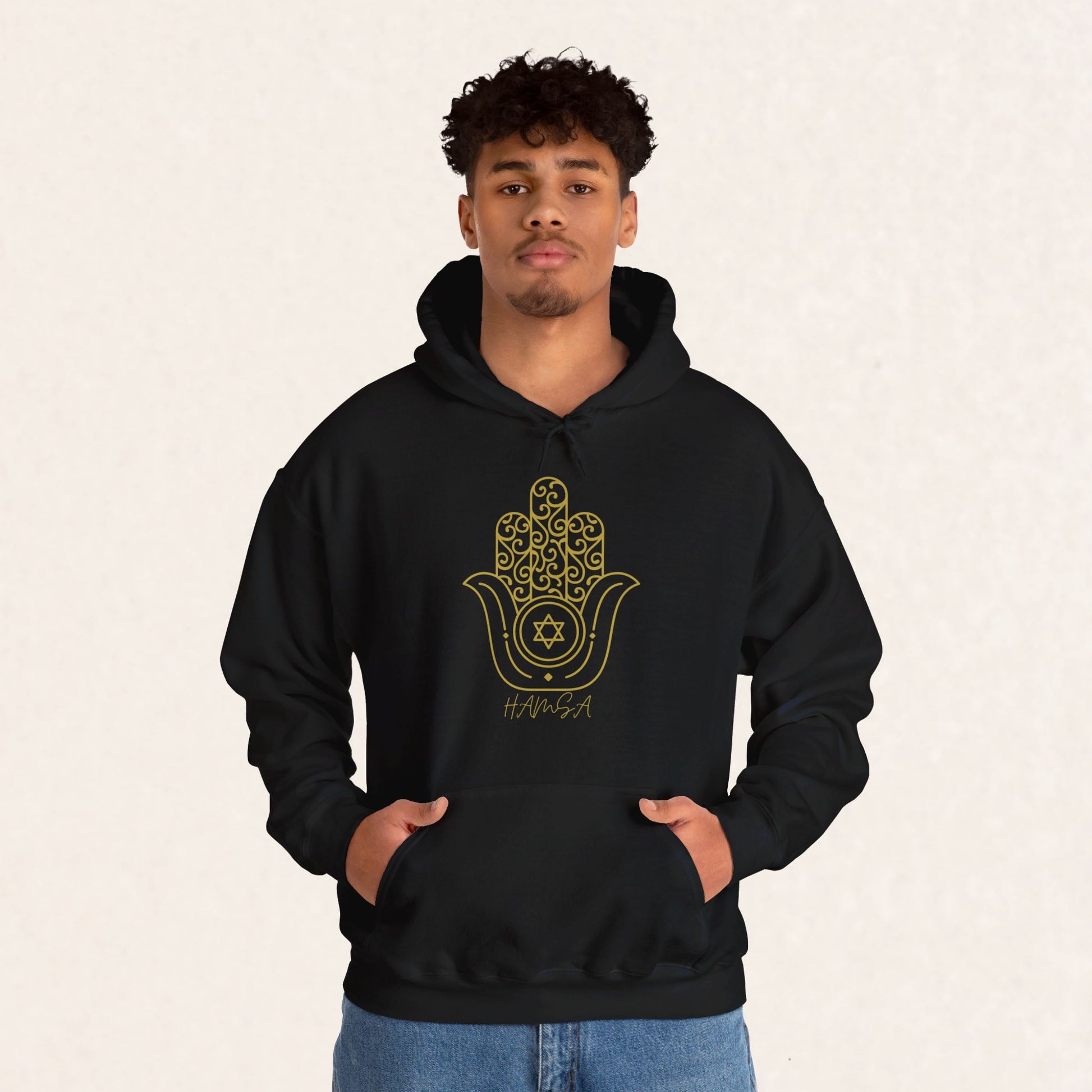 Hamsa Gold - Unisex Heavy Blend™ Hooded Sweatshirt - Israel Collection - The Gifted Jew