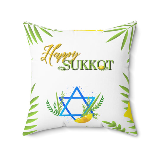 Happy Sukkot - Star of David - Spun Polyester Square Pillow - Sukkot Collection - The Gifted Jew