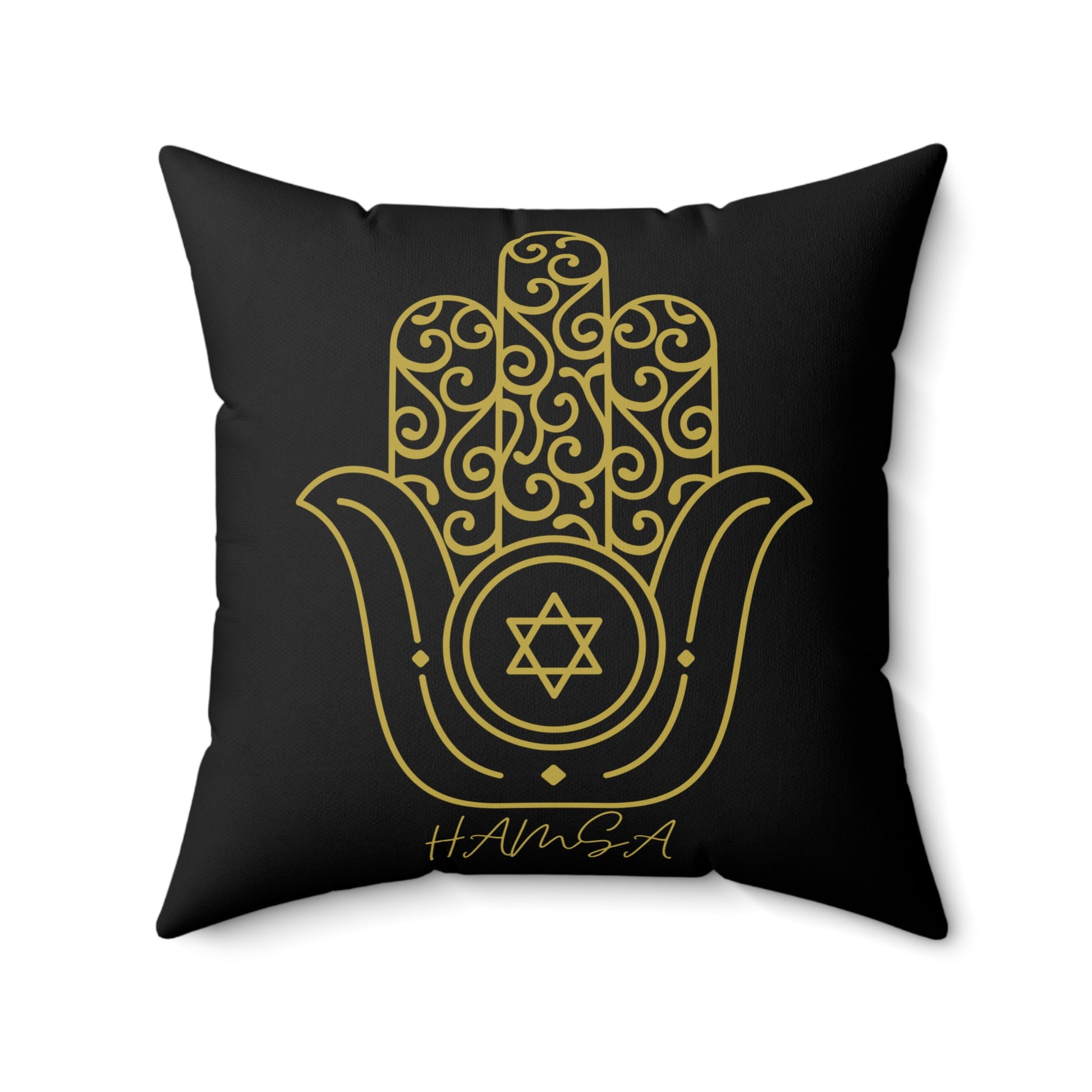 Golden Hamsa - Spun Polyester Square Pillow - Israel Collection - The Gifted Jew