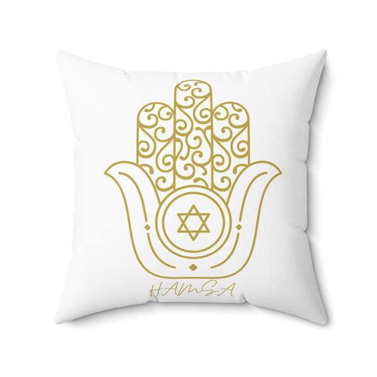 Golden Hamsa - Spun Polyester Square Pillow - Israel Collection - The Gifted Jew