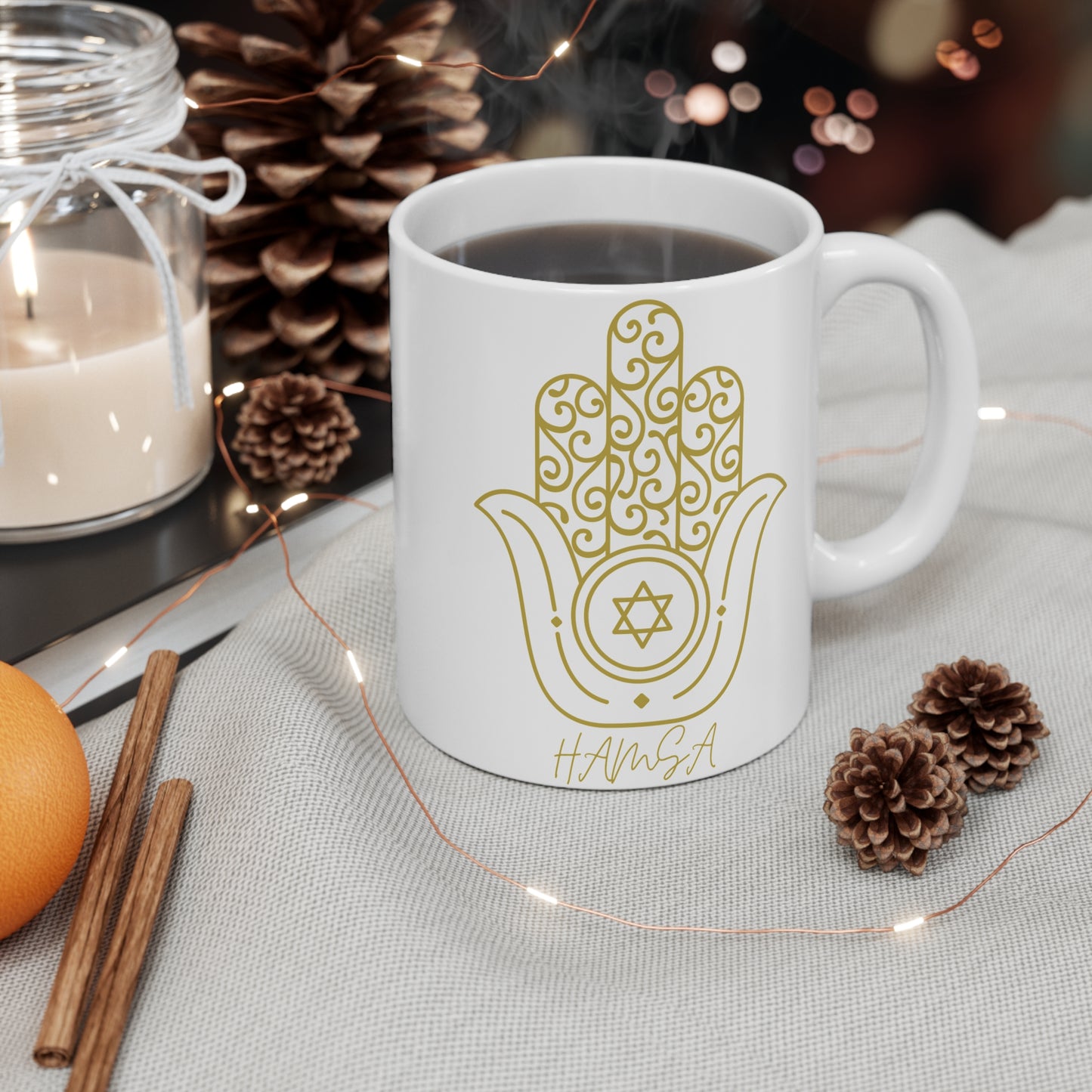 Hamsa Gold Mug 11oz - The Gifted Jew