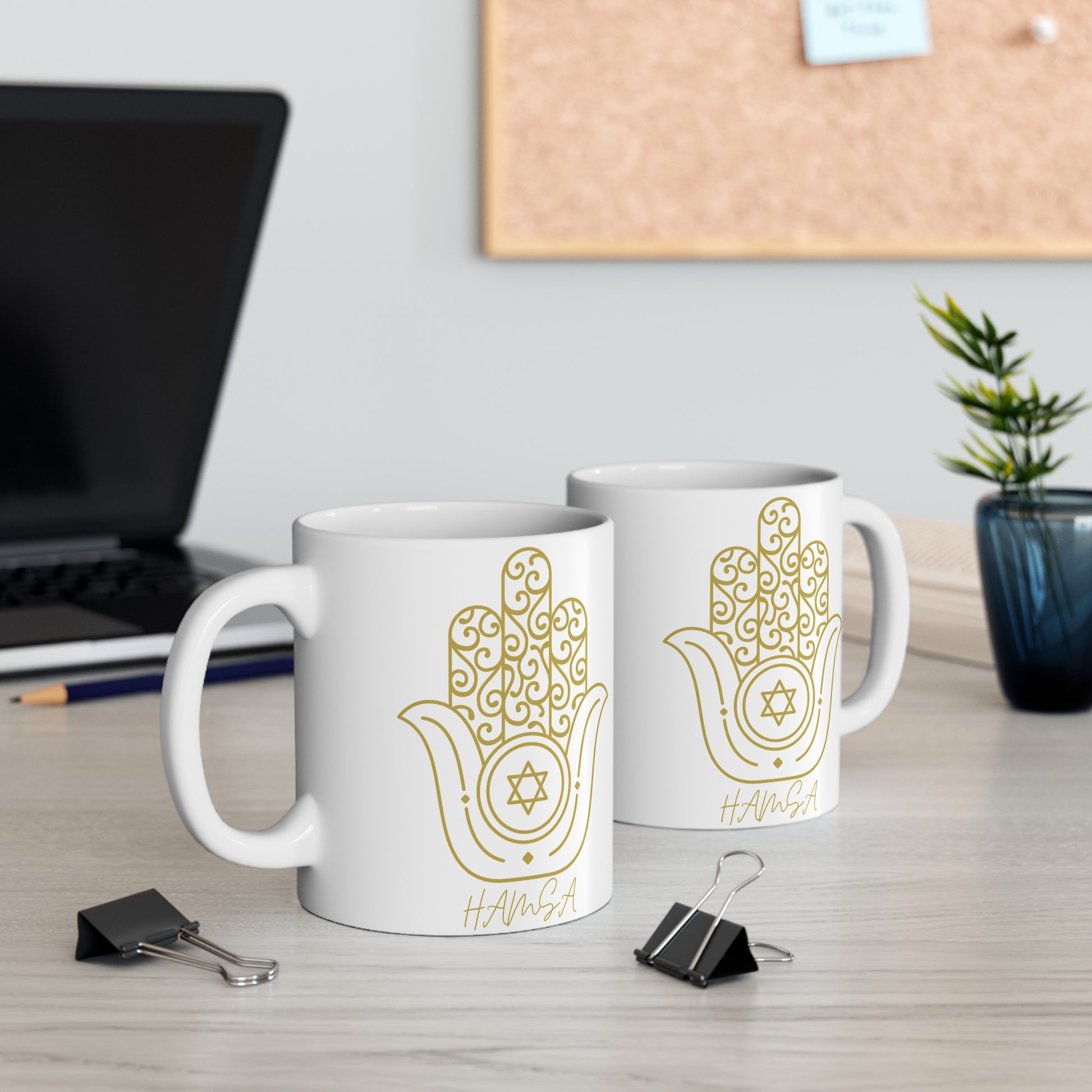 Hamsa Gold Mug 11oz - The Gifted Jew