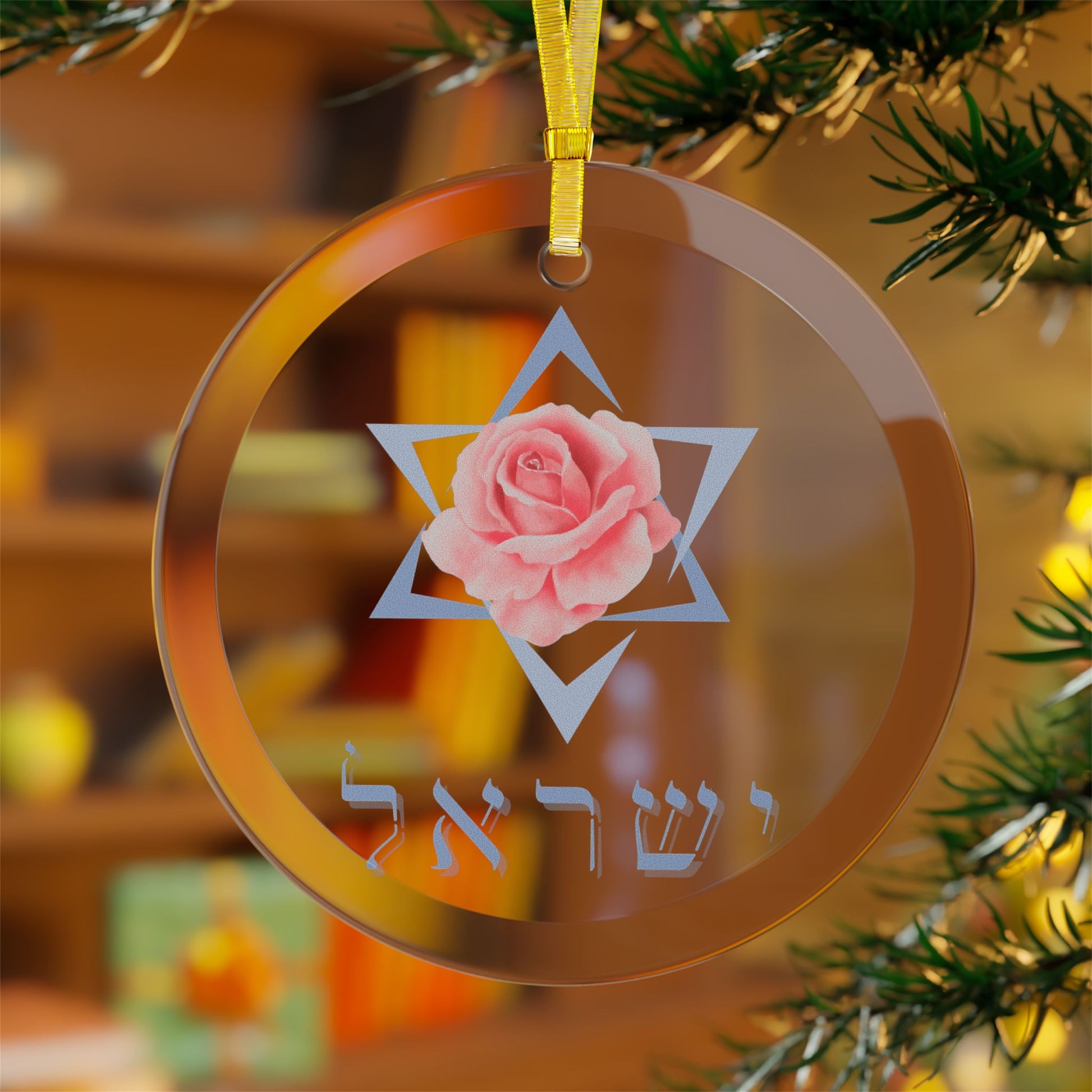 Glass Ornament - Star of David - Rose - Israel Collection - The Gifted Jew