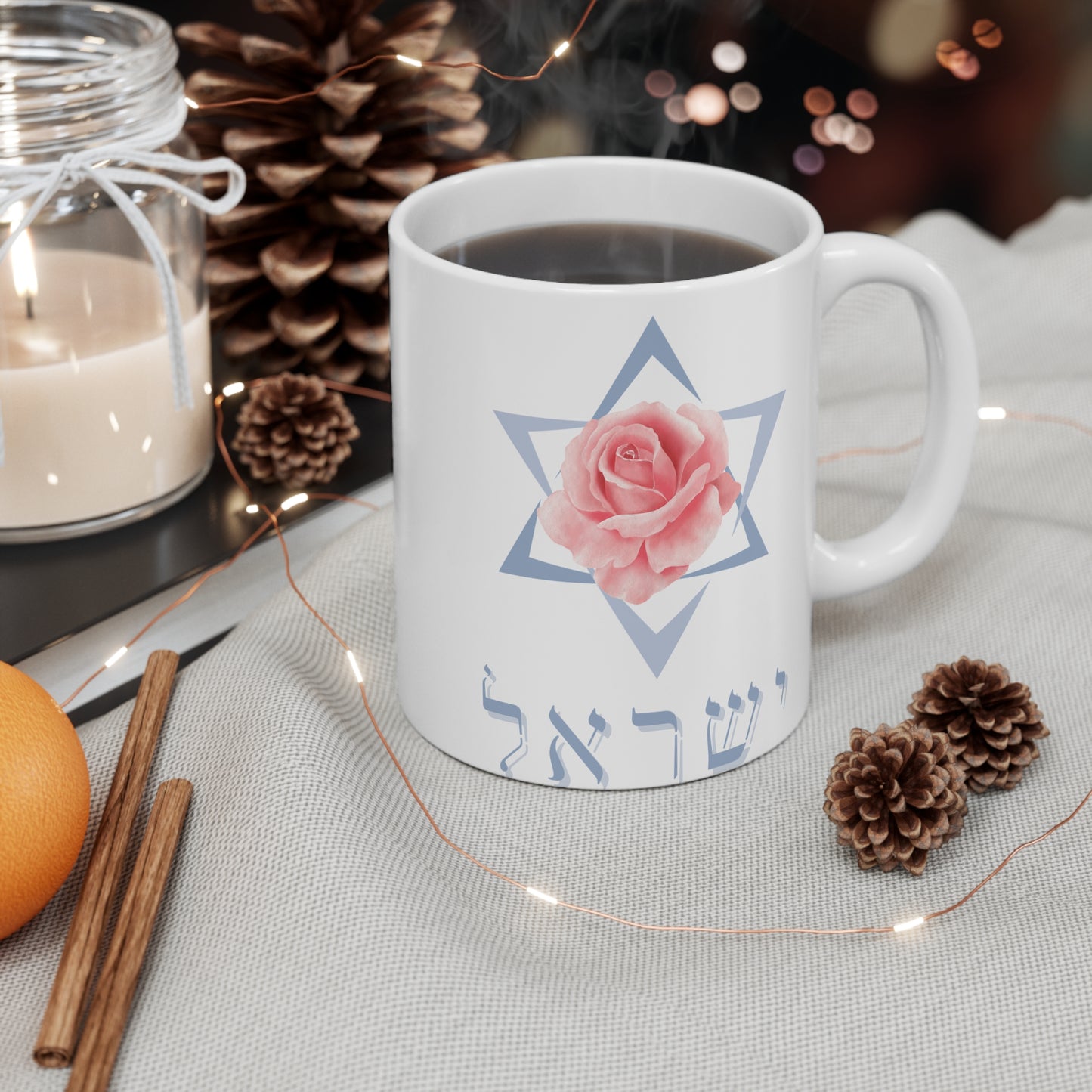 Israel - Star of David - Rose Mug 11oz - The Gifted Jew