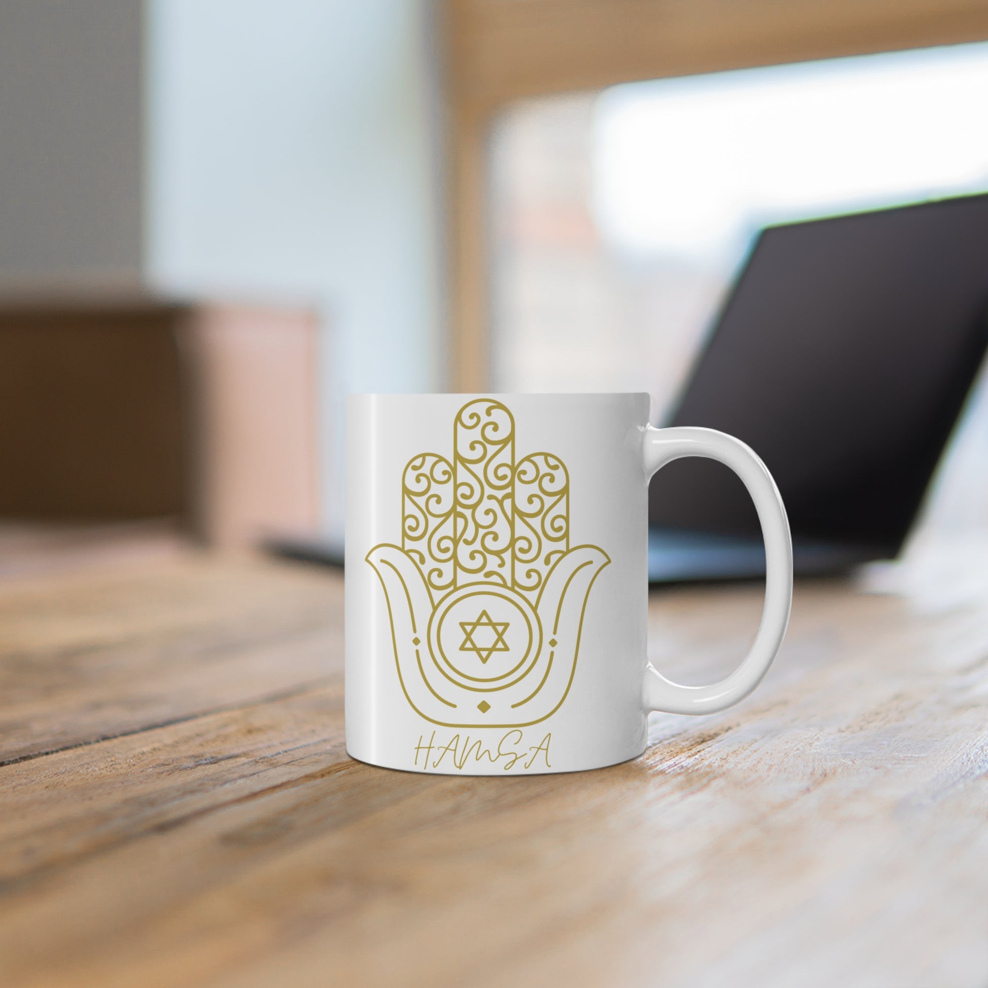 Hamsa Gold Mug 11oz - The Gifted Jew