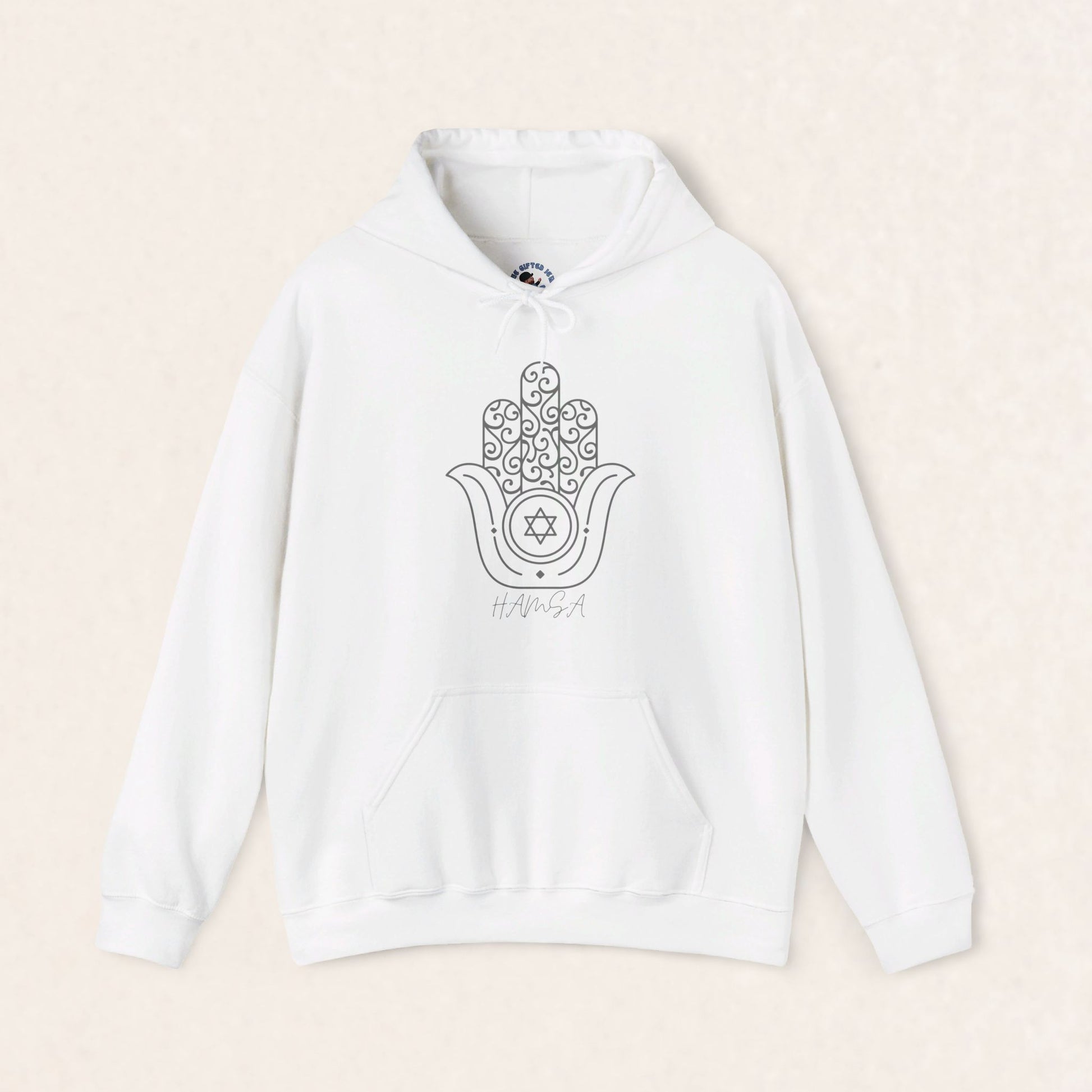 Hamsa Silver-Grey - Unisex Heavy Blend™ Hooded Sweatshirt - Israel Collection - The Gifted Jew