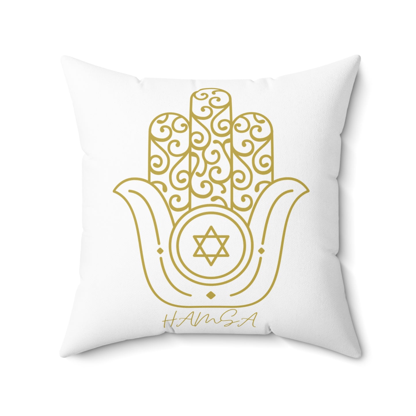 Golden Hamsa - Spun Polyester Square Pillow - Israel Collection - The Gifted Jew