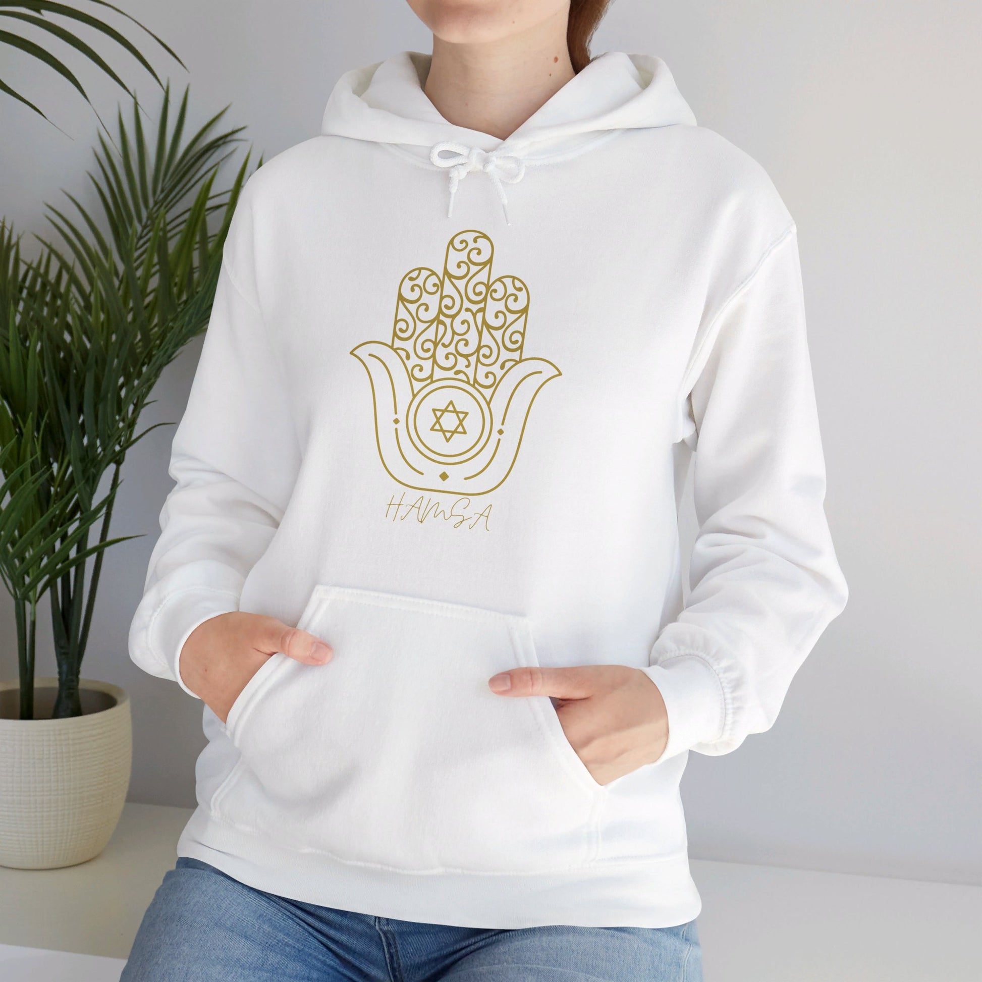 Hamsa Gold - Unisex Heavy Blend™ Hooded Sweatshirt - Israel Collection - The Gifted Jew