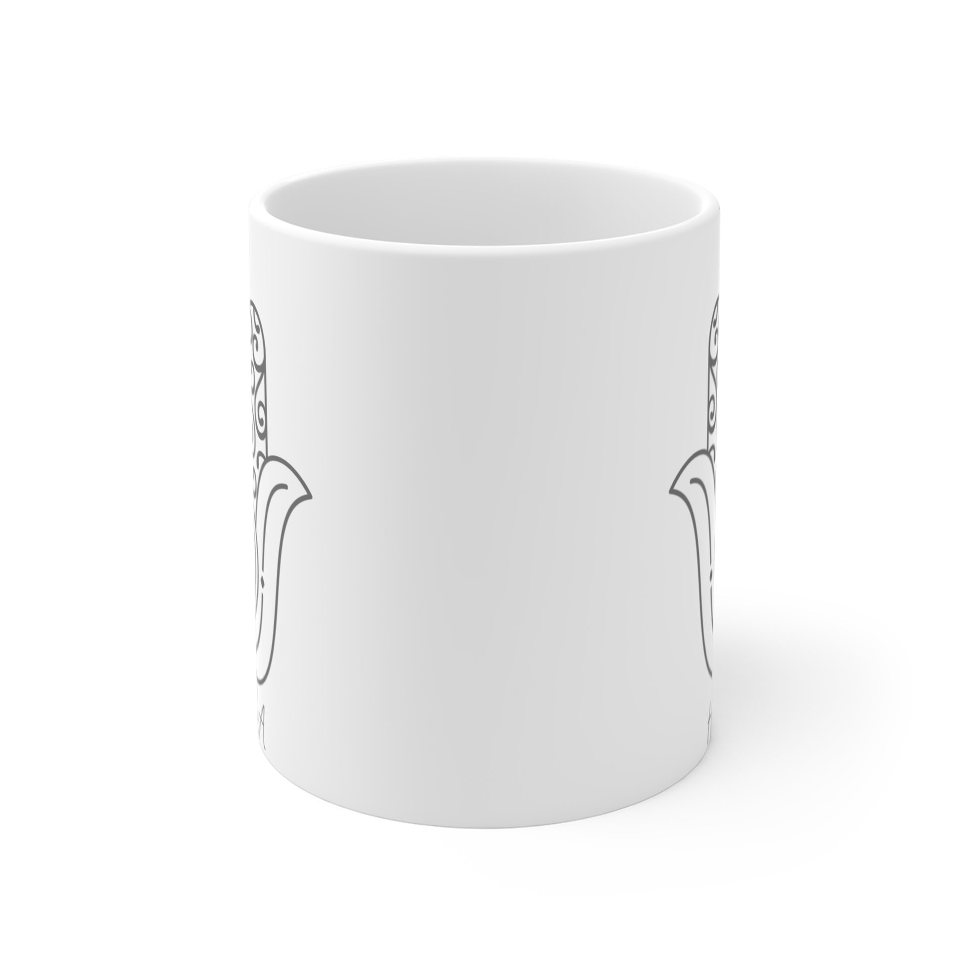 Hamsa Silver-Grey Mug 11oz - The Gifted Jew