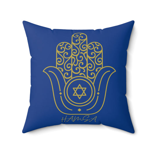 Golden Hamsa - Spun Polyester Square Pillow - Israel Collection - The Gifted Jew