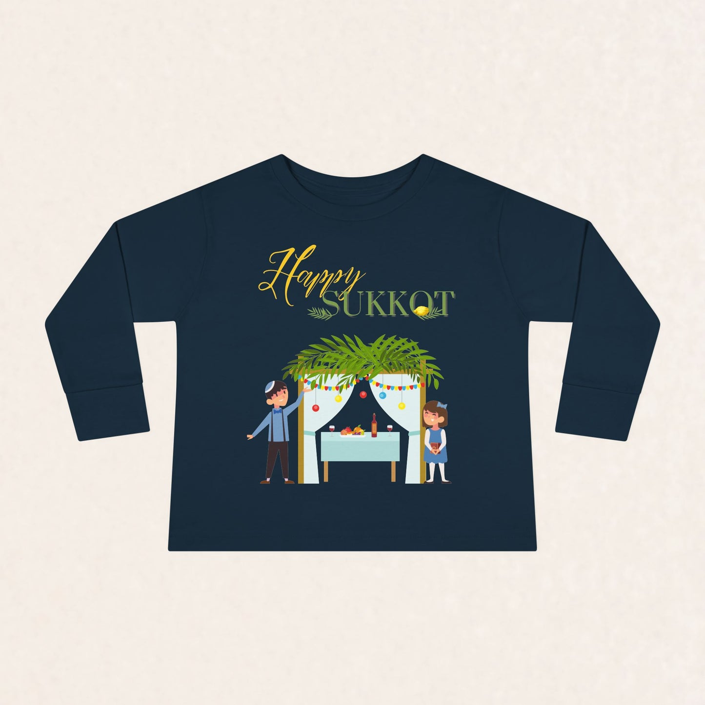 Happy Sukkot - Toddler Long Sleeve Tee - Toddler Collection - The Gifted Jew