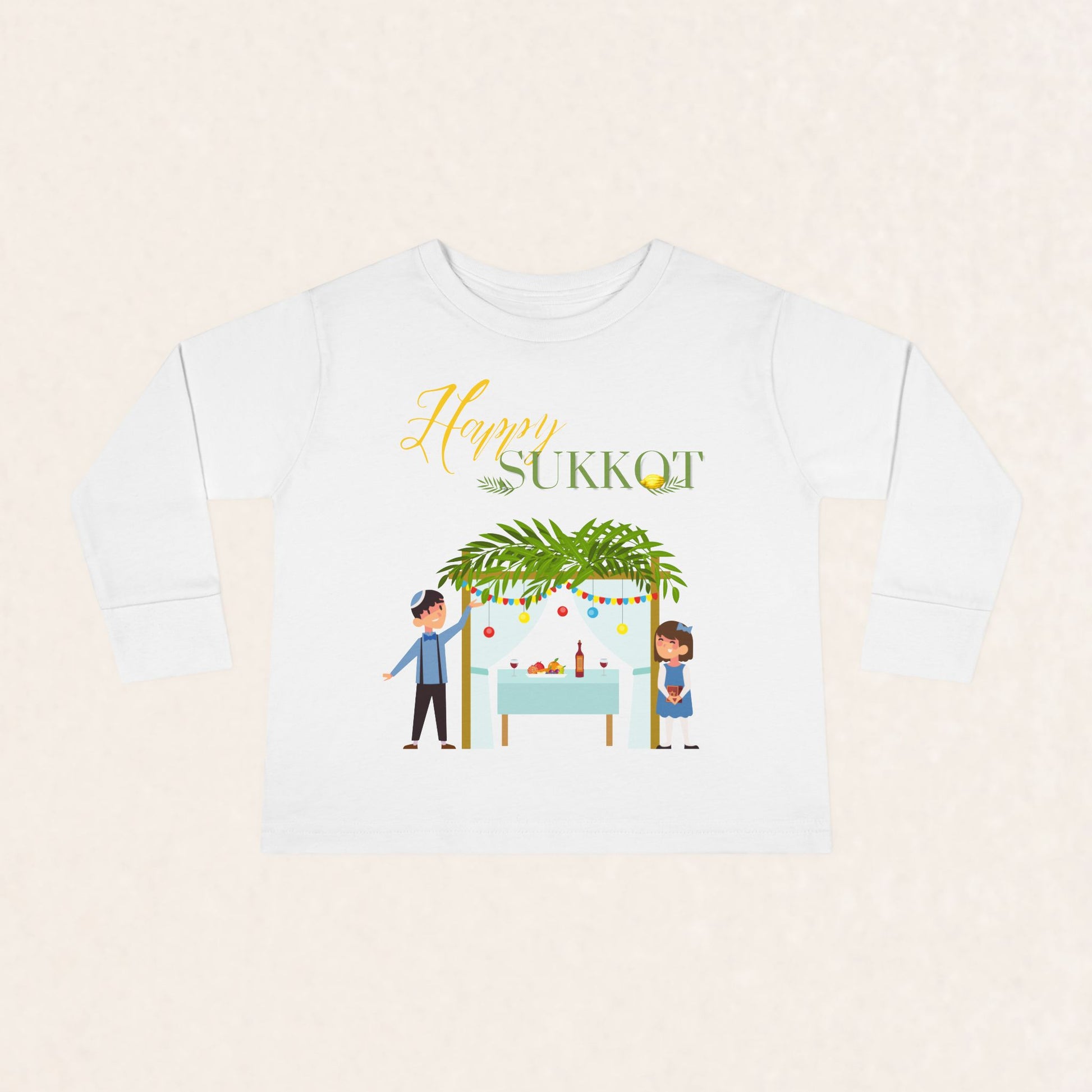 Happy Sukkot - Toddler Long Sleeve Tee - Toddler Collection - The Gifted Jew