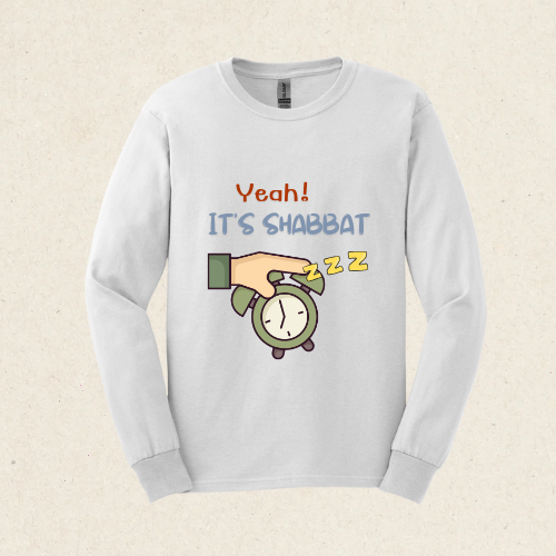 Yeah! It's Shabbat -  Ultra Cotton Long Sleeve Tee - Shabbat Collection - The Gifted Jew