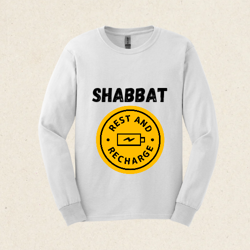 Shabbat - Rest and Recharge -  Ultra Cotton Long Sleeve Tee - Shabbat Collection - The Gifted Jew