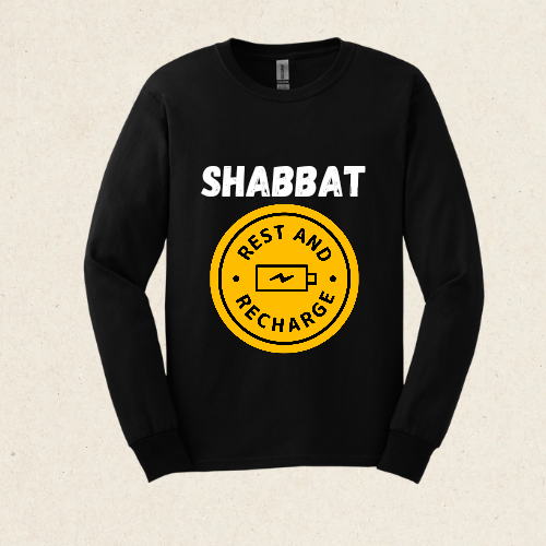 Shabbat - Rest and Recharge -  Ultra Cotton Long Sleeve Tee - Shabbat Collection - The Gifted Jew