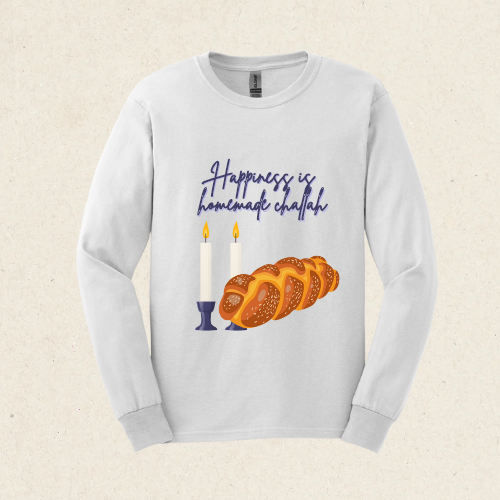 Happiness is Homemade Challah-  Ultra Cotton Long Sleeve Tee - Shabbat Collection - The Gifted Jew