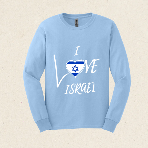 I Love Israel -  Ultra Cotton Long Sleeve Tee - Israel Collection - The Gifted Jew