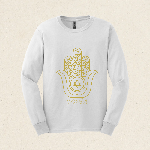 Golden Hamsa -  Ultra Cotton Long Sleeve Tee - Israel Collection - The Gifted Jew