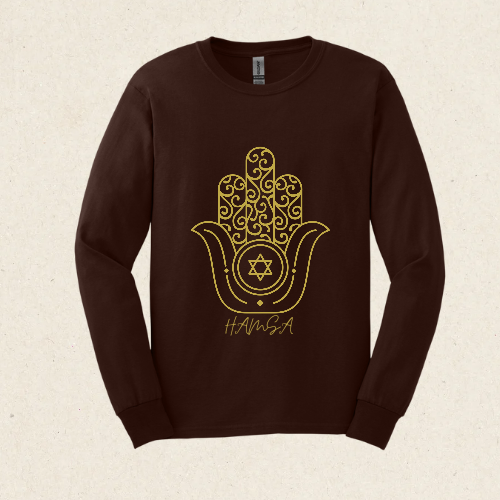 Golden Hamsa -  Ultra Cotton Long Sleeve Tee - Israel Collection - The Gifted Jew