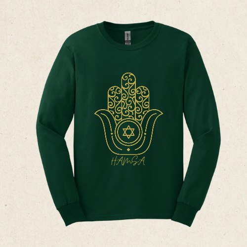 Golden Hamsa -  Ultra Cotton Long Sleeve Tee - Israel Collection - The Gifted Jew