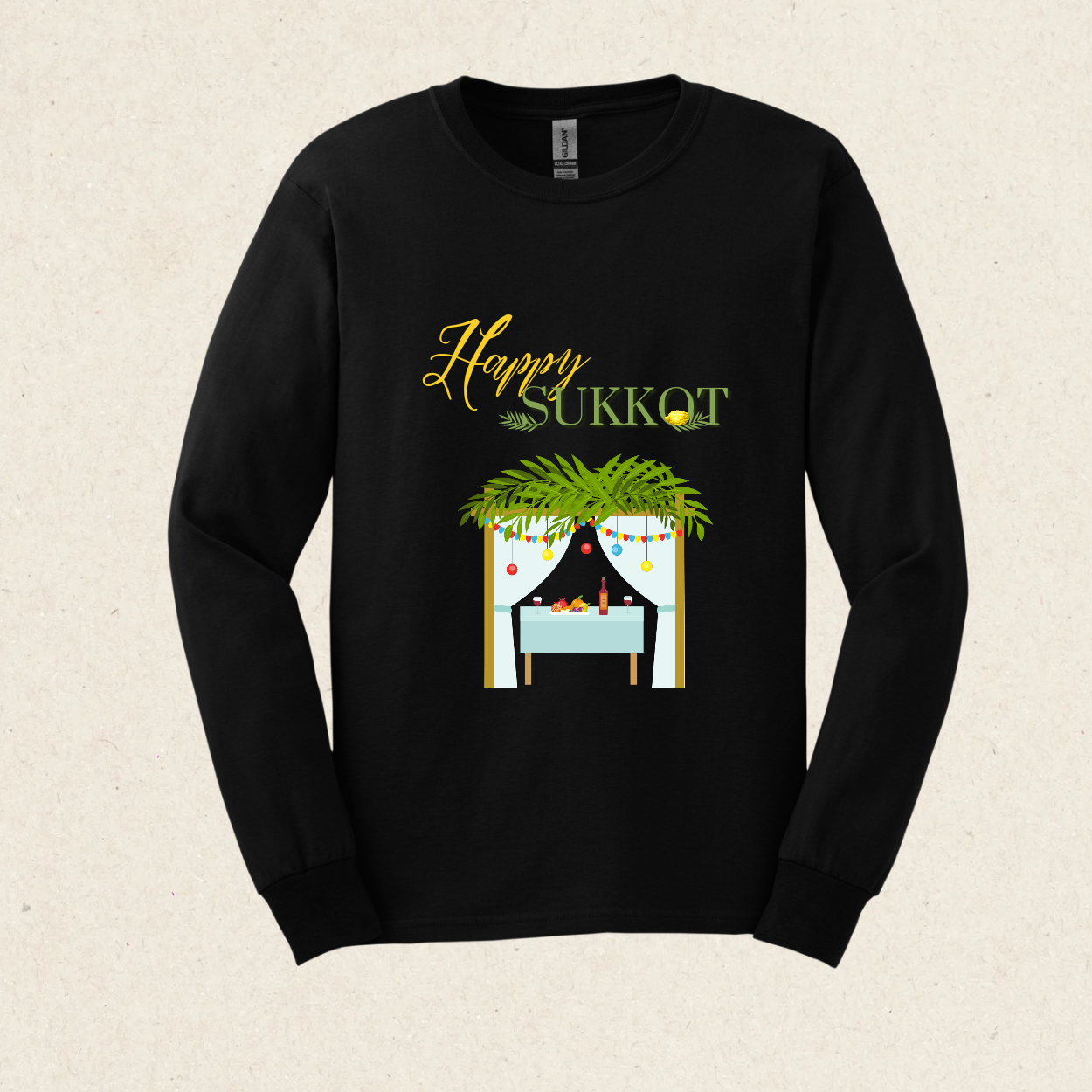 Happy Sukkot! -  Ultra Cotton Long Sleeve Tee - Sukkot Collection - The Gifted Jew