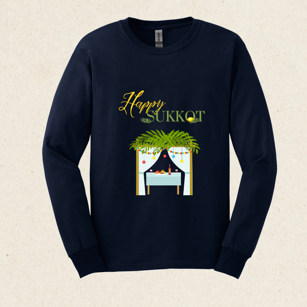 Happy Sukkot! -  Ultra Cotton Long Sleeve Tee - Sukkot Collection - The Gifted Jew