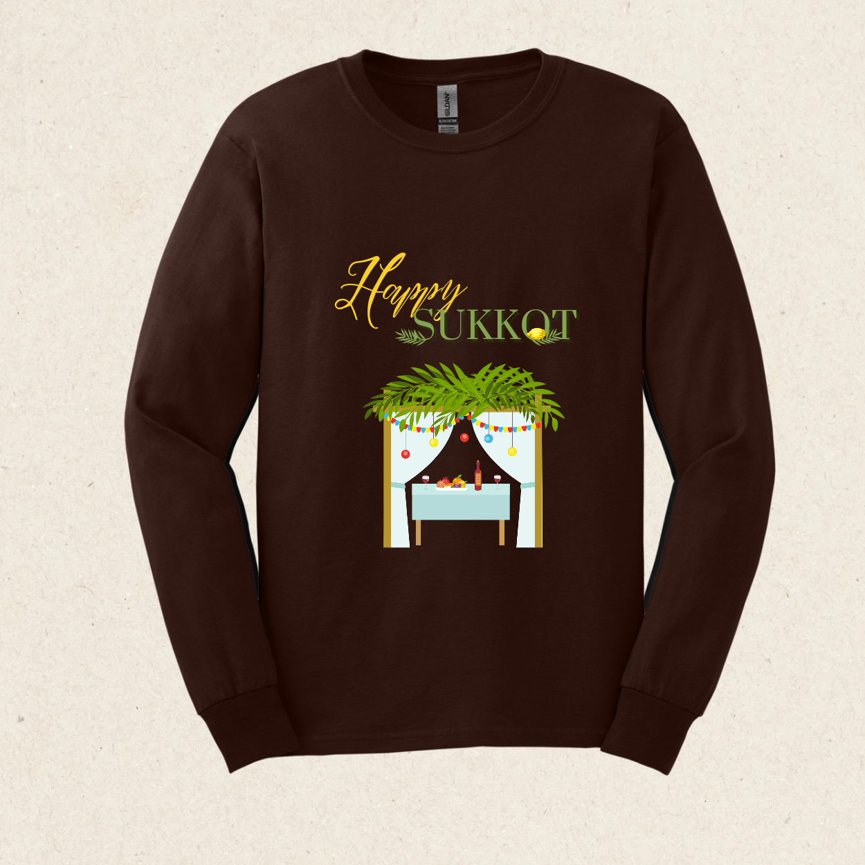 Happy Sukkot! -  Ultra Cotton Long Sleeve Tee - Sukkot Collection - The Gifted Jew