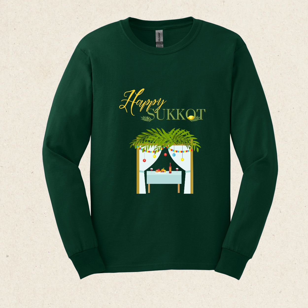 Happy Sukkot! -  Ultra Cotton Long Sleeve Tee - Sukkot Collection - The Gifted Jew