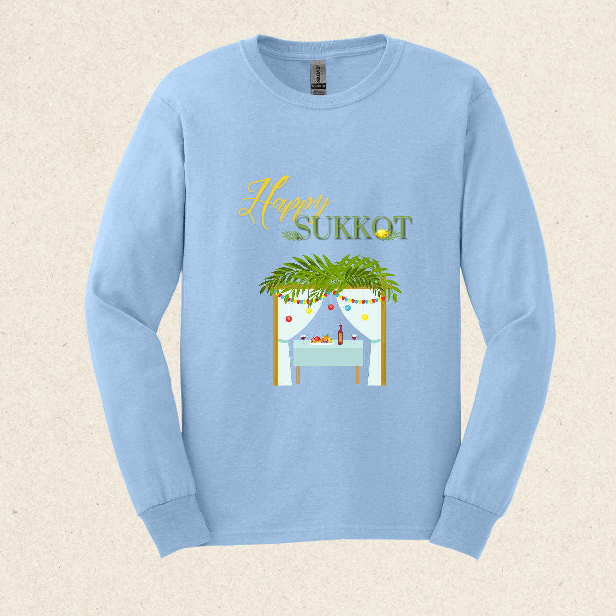 Happy Sukkot! -  Ultra Cotton Long Sleeve Tee - Sukkot Collection - The Gifted Jew