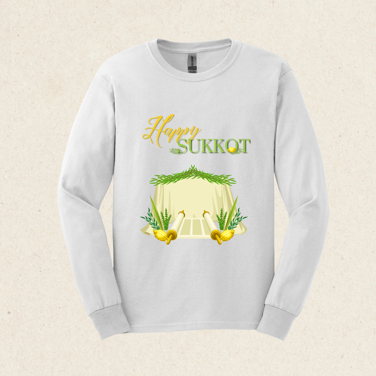 Happy Sukkot! 2 -  Ultra Cotton Long Sleeve Tee - Sukkot Collection - The Gifted Jew