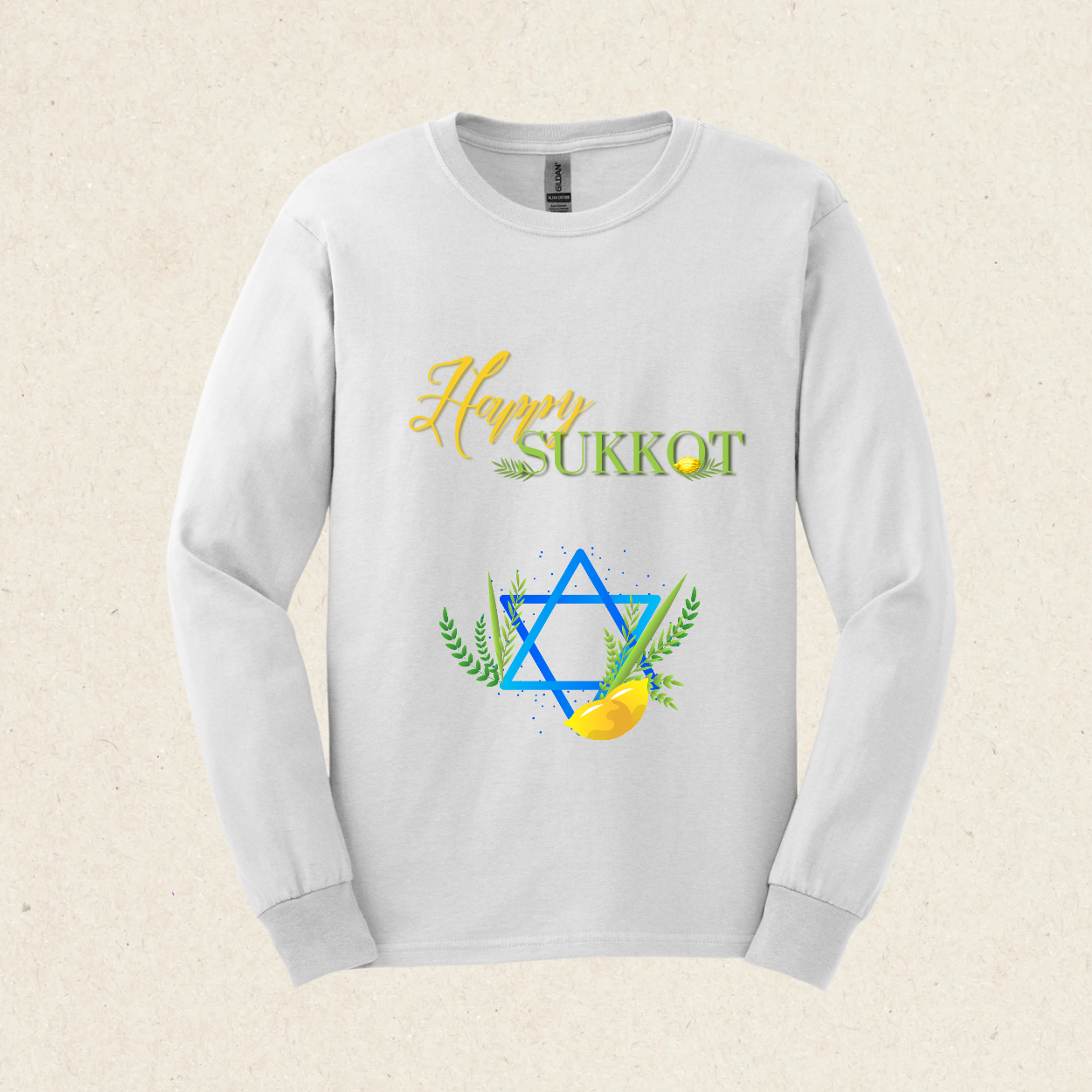 Happy Sukkot! - Star of David -  Ultra Cotton Long Sleeve Tee - Sukkot Collection - The Gifted Jew