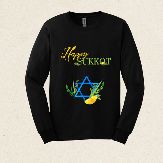 Happy Sukkot! - Star of David -  Ultra Cotton Long Sleeve Tee - Sukkot Collection - The Gifted Jew