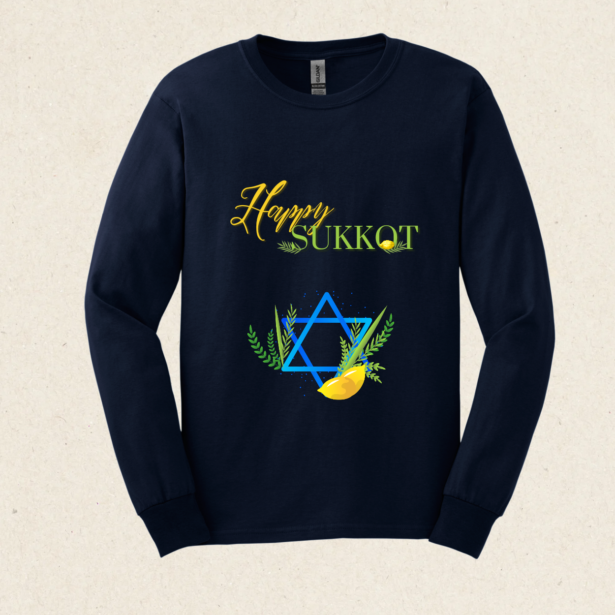 Happy Sukkot! - Star of David -  Ultra Cotton Long Sleeve Tee - Sukkot Collection - The Gifted Jew