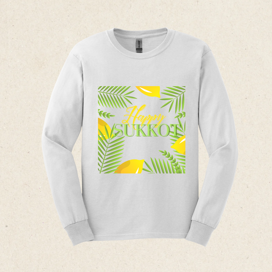 Happy Sukkot! 3 -  Ultra Cotton Long Sleeve Tee - Sukkot Collection - The Gifted Jew