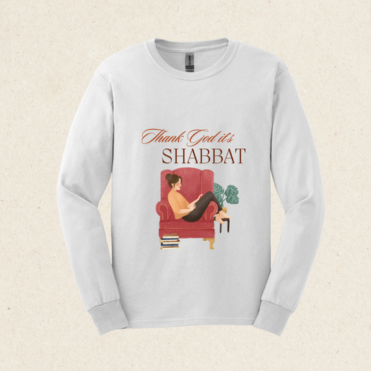 Thank God it's Shabbat -  Ultra Cotton Long Sleeve Tee - Shabbat Collection - The Gifted Jew