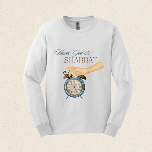 Thank God it's Shabbat 2 -  Ultra Cotton Long Sleeve Tee - Shabbat Collection - The Gifted Jew