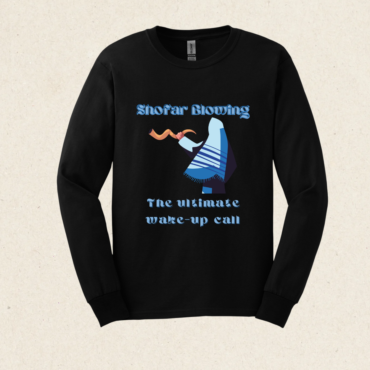 Shofar Blowing - The Ultimate Wake-up Call -  Ultra Cotton Long Sleeve Tee - Rosh HaShana Collection - The Gifted Jew