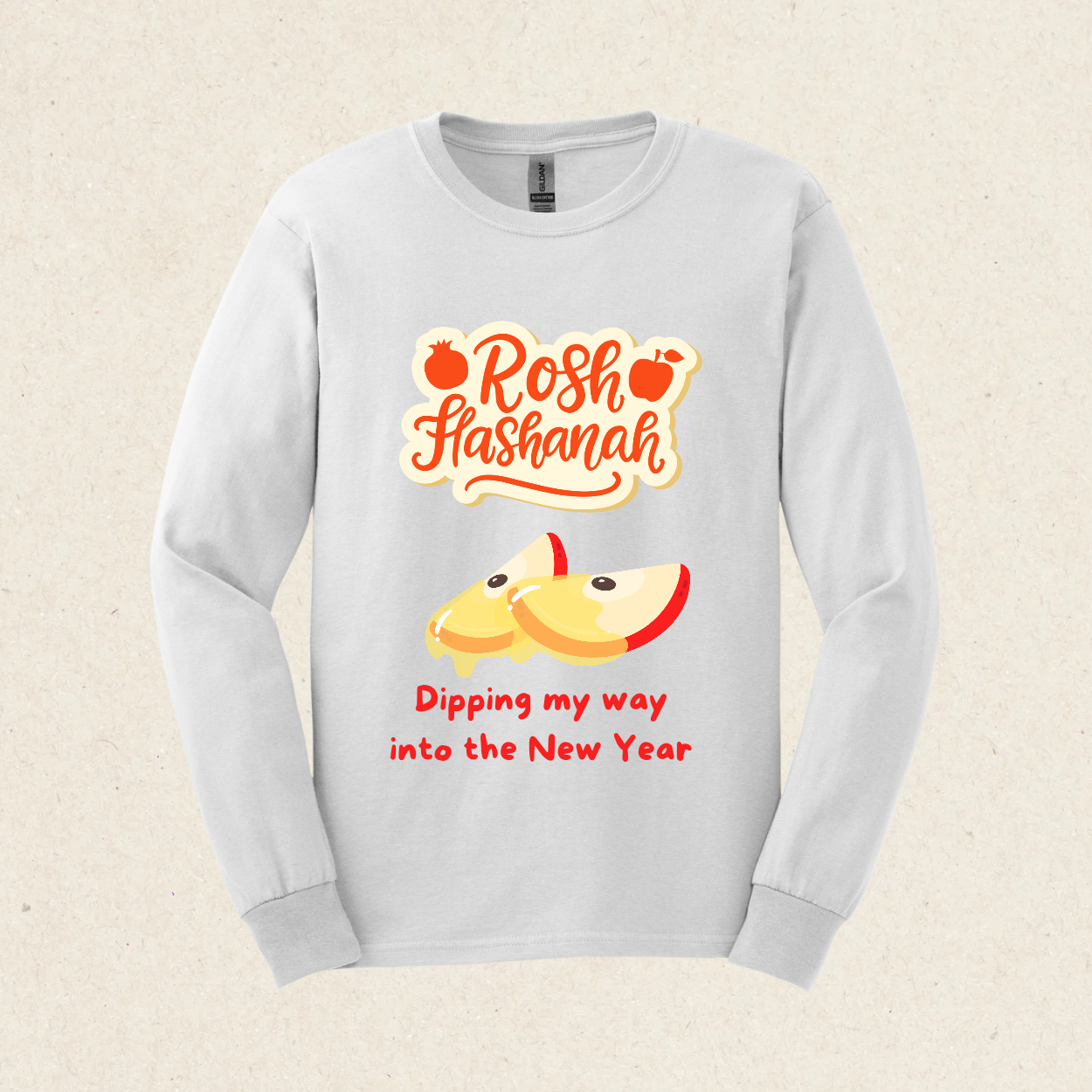 Rosh HaShana - Dipping My Way into the New Year -  Ultra Cotton Long Sleeve Tee - Rosh HaShana Collection - The Gifted Jew